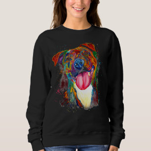 Colourful Pitbull Terrier Dog Lover Dad Mum Boy Gi Sweatshirt