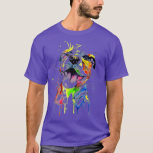 Colourful Pitbull Terrier Dog Lover Dad Mum Boy T-Shirt