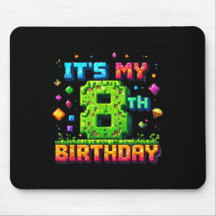 Colourful Pixel Birthday It's My 8th Birthday  Mouse Pad