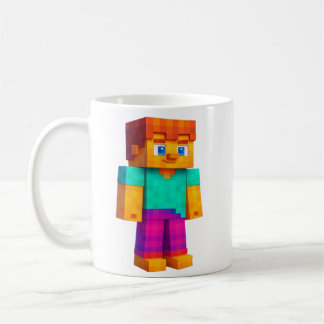 Colourful Pixel Character – Block Art for Kids Coffee Mug