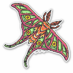 Colourful pixel Luna moth