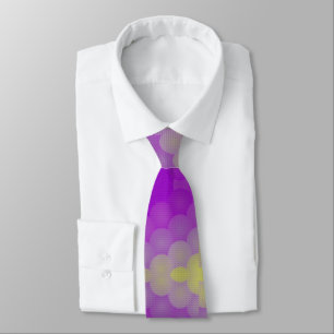 Colourful pixelated Circles spheres, purple yellow Tie