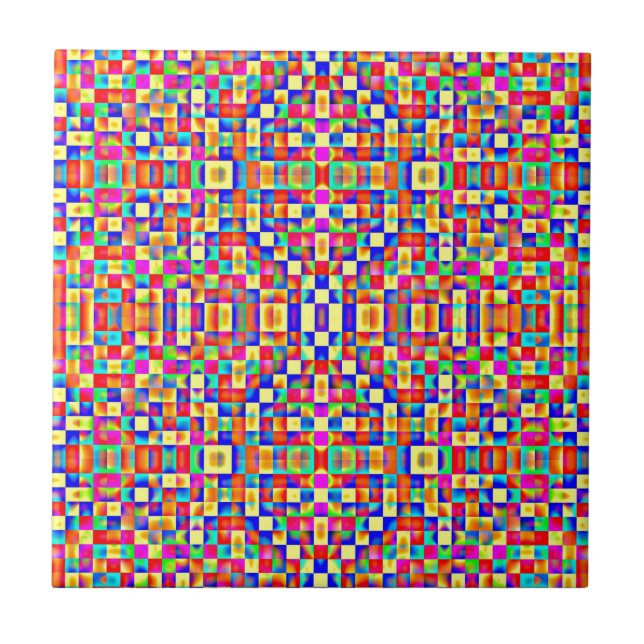 Colourful Pixels Ceramic Tile (Front)