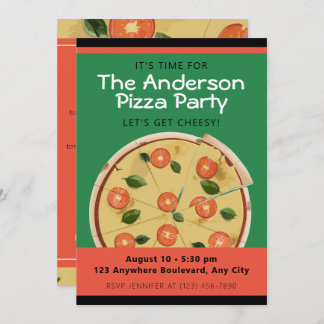 Colourful Pizza Party Invitation