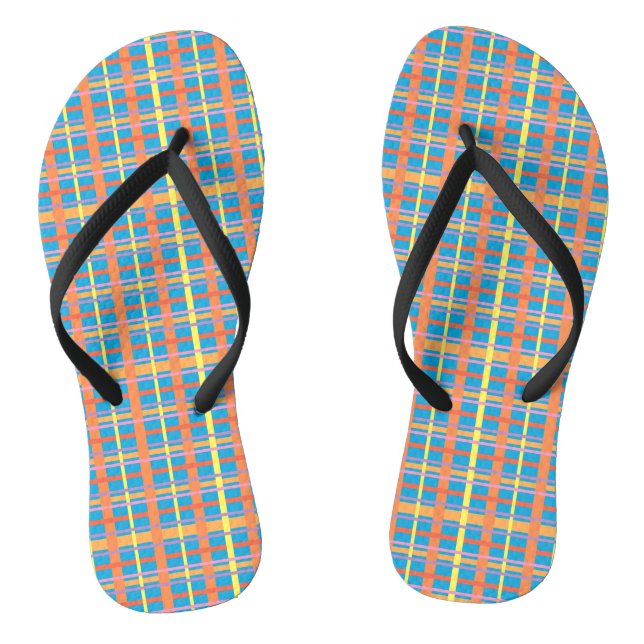 Colourful Plaid Flip Flops (Footbed)