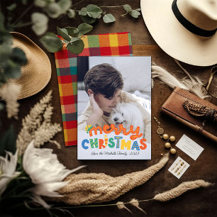 Colourful Plaid Merry Christmas Photo  Holiday Card