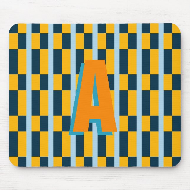 Colourful plaid monogram  mouse pad (Front)