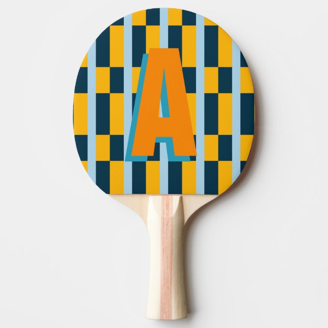 Colourful plaid monogram  ping pong paddle (Front)
