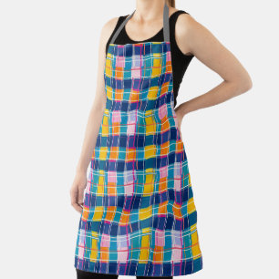 colourful plaid pattern apron