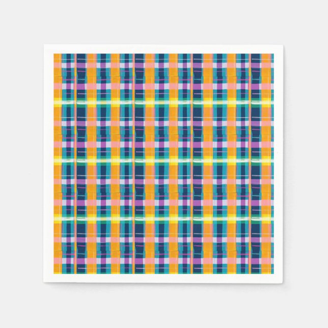 colourful plaid pattern napkin (Front)