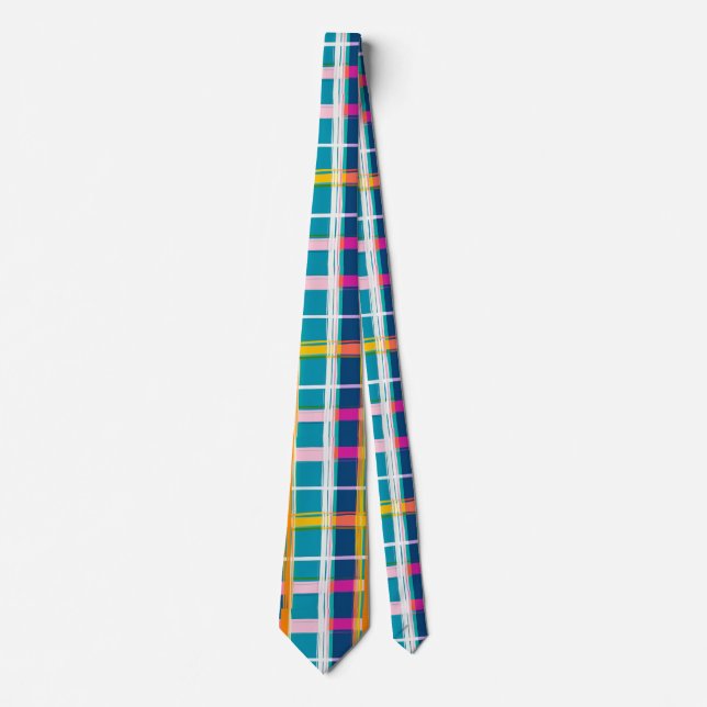 colourful plaid pattern tie (Front)