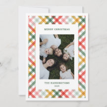 Colourful Plaid Photo Flat Holiday Card