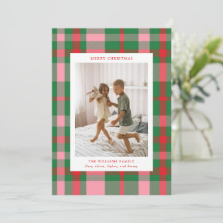 Colourful Plaid Photo Holiday Card
