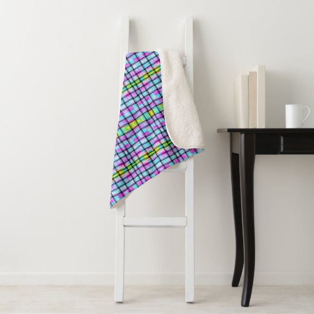 Colourful Plaid Sherpa Blanket (In Situ)