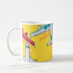 Colourful Planes Sky: Vintage Aircraft Coffee Mug
