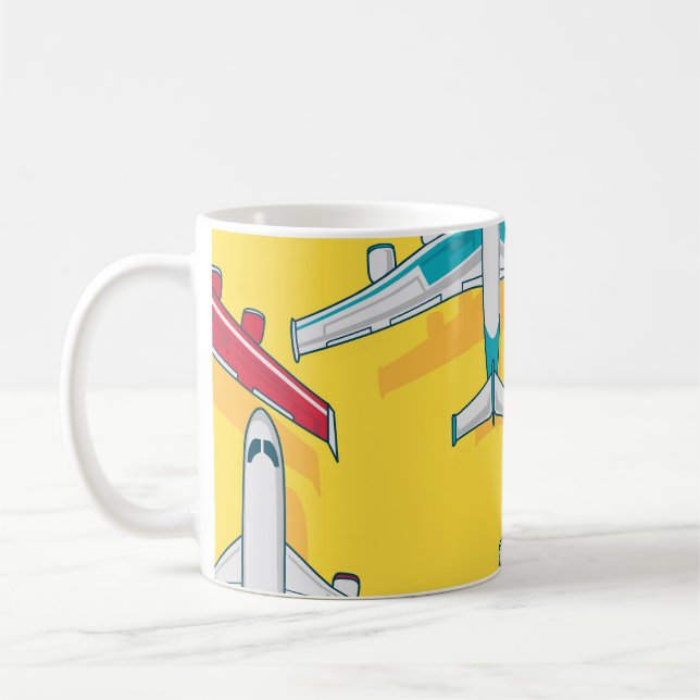 Colourful Planes Sky: Vintage Aircraft Coffee Mug (Left)