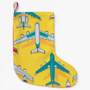 Colourful Planes Sky: Vintage Aircraft Small Christmas Stocking