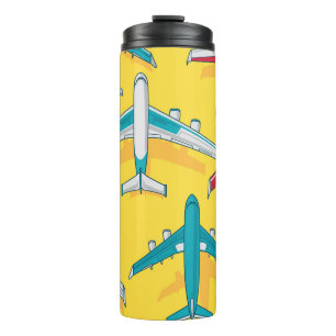 Colourful Planes Sky: Vintage Aircraft Thermal Tumbler