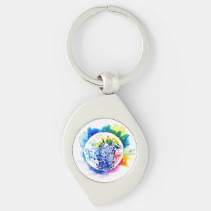 Colourful planet key ring