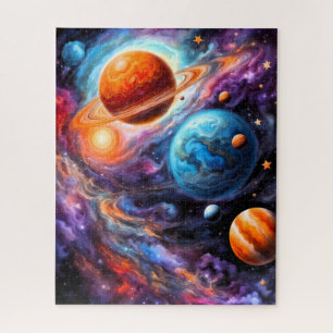 Colourful Planets and Ringed Planet Space Jigsaw Puzzle