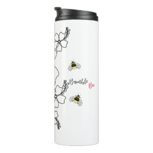 Colourful plants and bumblebee watercolor design thermal tumbler