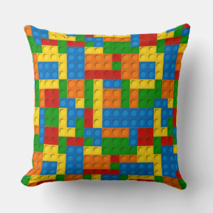colourful plastic blocks cushion