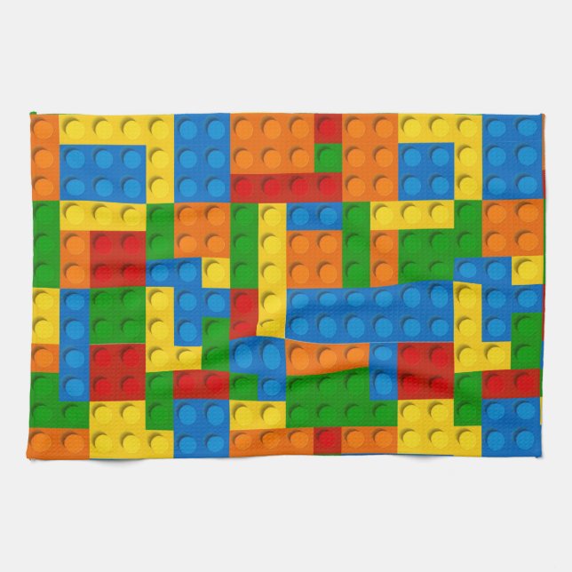 colourful plastic blocks tea towel (Horizontal)