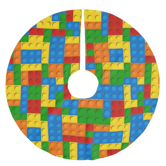 colourful plastic blocks xmas christmas tree skirt (Front)