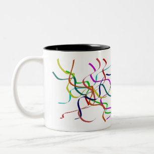 Colourful Plastic Streamers Two-Tone Coffee Mug