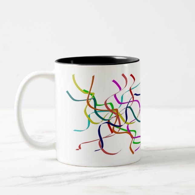 Colourful Plastic Streamers Two-Tone Coffee Mug (Left)