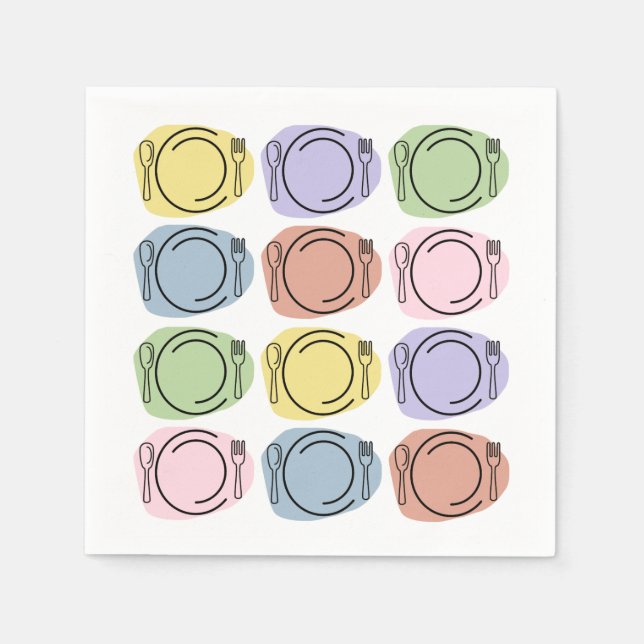 Colourful Plate Settings Pattern Napkin (Front)