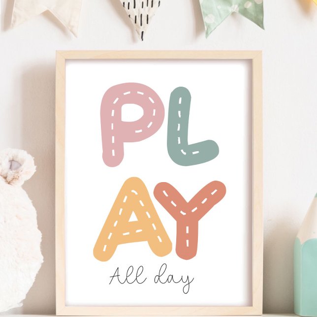 Colourful Play All day Nursery Kids Room  Poster (Creator Uploaded)