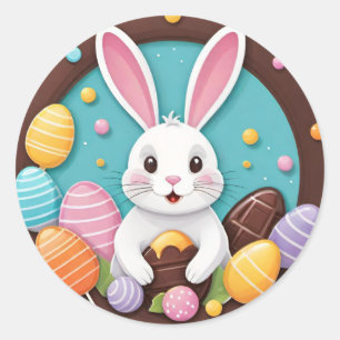 Colourful Playful Easter Bunny Chocolate Stickers