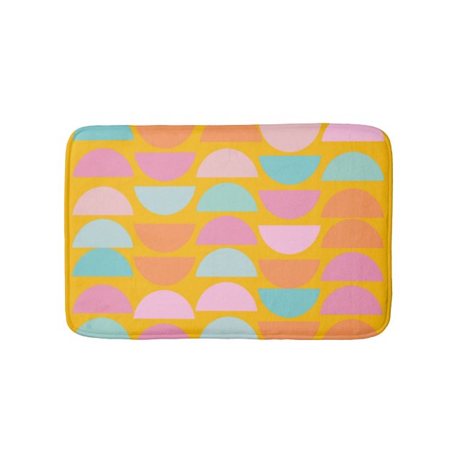 Colourful Playful Geometric Shapes in Yellow Bath Mat (Front)