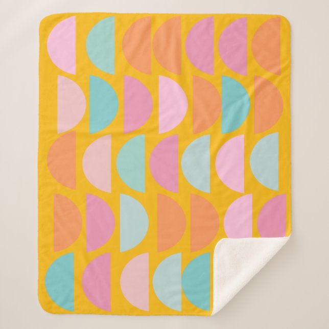 Colourful Playful Geometric Shapes in Yellow Sherpa Blanket (Front)