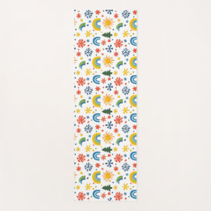 Colourful Playful Pattern with Rainbows and Flower Yoga Mat