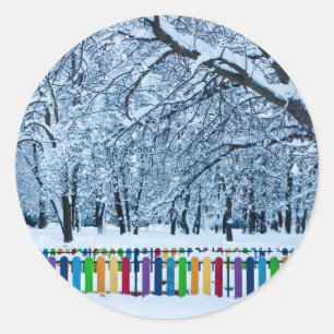 Colourful & Playful Winter Wonderland Classic Round Sticker