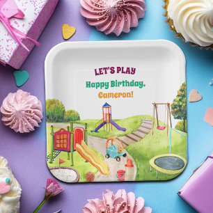 Colourful Playground Birthday Party  Paper Plate