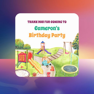 Colourful Playground Birthday Party Square Sticker