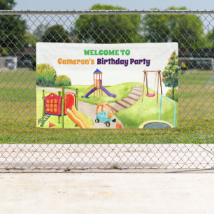 Colourful Playground Birthday Party Welcome Banner