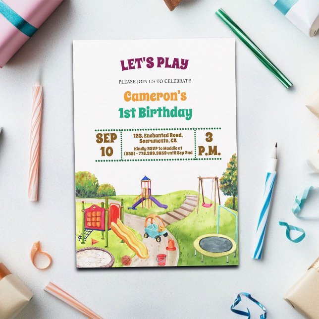 Colourful Playground Party 1st Birthday Invitation (Creator Uploaded)