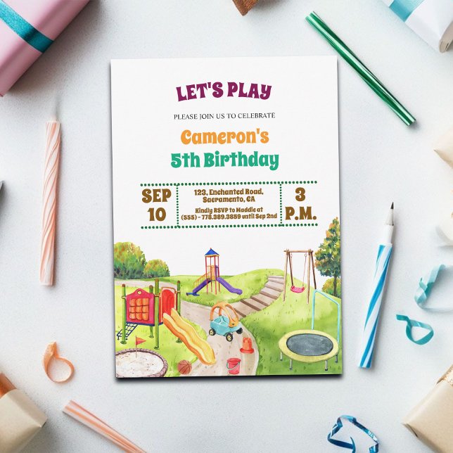Colourful Playground Party 5th Birthday Invitation (Creator Uploaded)
