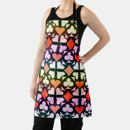 Colourful Playing Card Symbols Game Pattern Apron