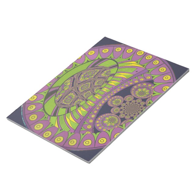 Colourful Plum Yellow lace decorative ethnic Notepad (Angled)