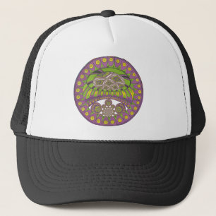 Colourful Plum Yellow lace decorative ethnic Trucker Hat