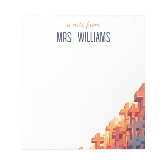 Colourful Plus Signs Custom Teacher Appreciation Notepad (Front)