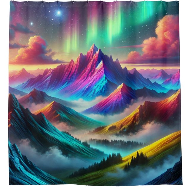 Colourful Pointy Mountains Shower Curtain (Front)