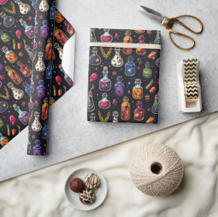 Colourful Poison Potions Bottles Halloween  Wrapping Paper
