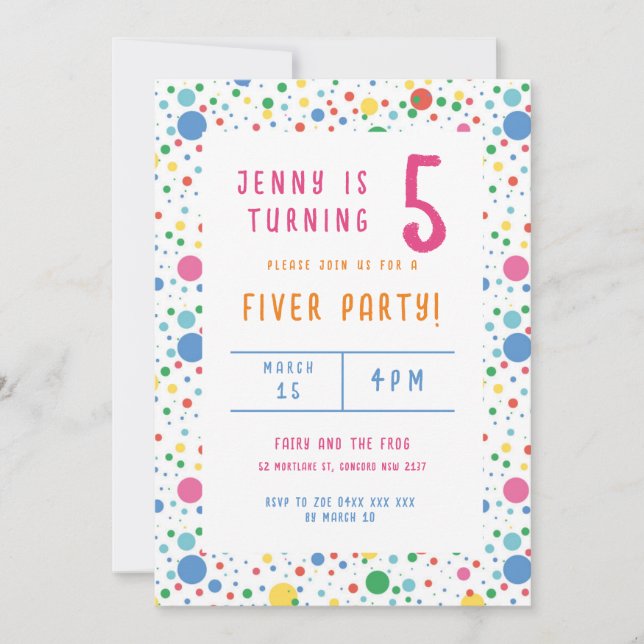 Colourful Pokadot Birthday Party Invitation (Front)