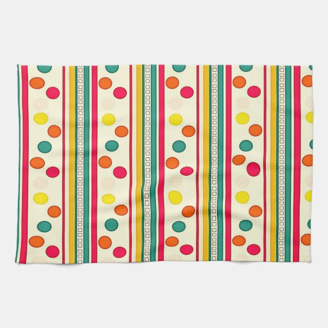 colourful pokadot circles kitchen hand towel (Horizontal)